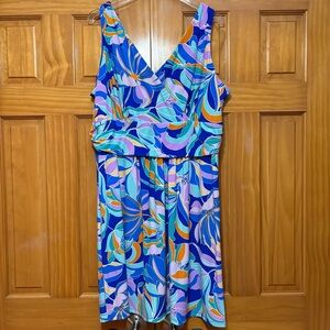 Pappagallo Blue Sleeveless Dress with Gold Label Size XL EUC